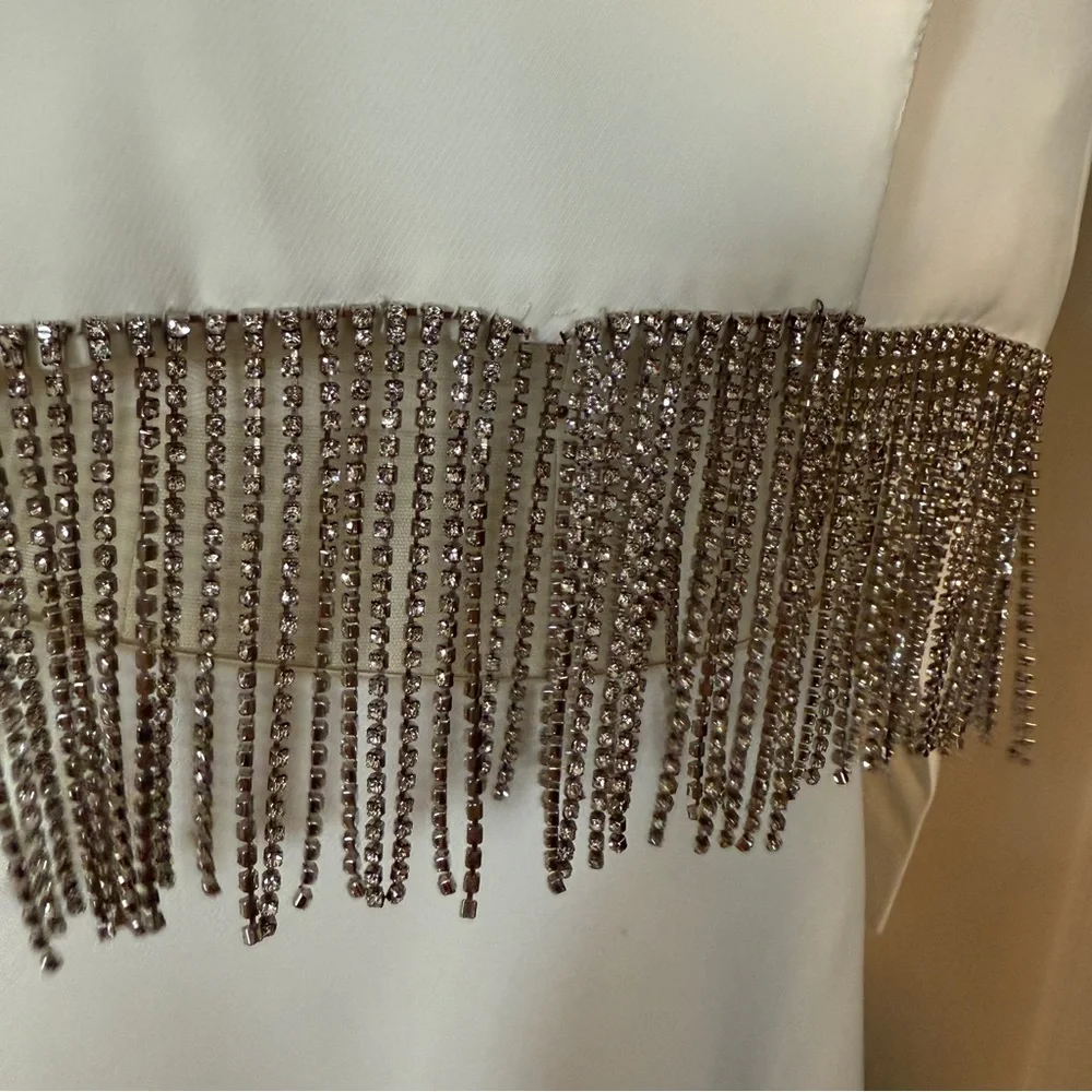 Gianni Bini White Rhinestone Fringe Two Piece Set - Picture 5 of 14